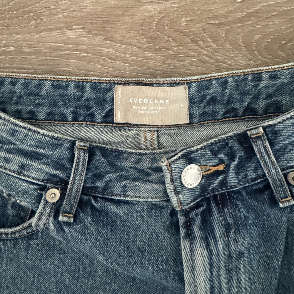 Everlane Way High Denim Cut Off Shorts Size 31 - Picture 2 of 4